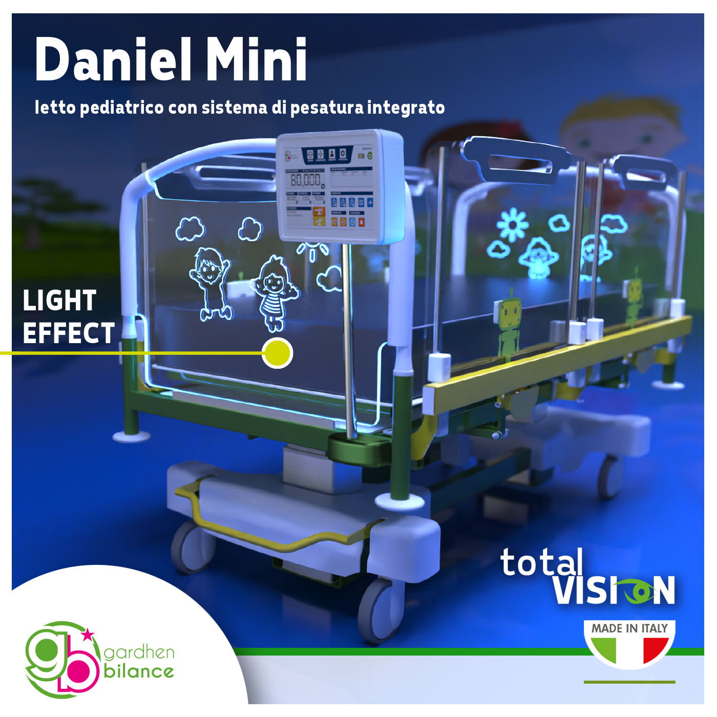 Gardhen Bilance -Letto Pediatrico Daniel Mini con Sistema di Pesatura